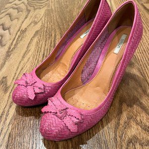 Pink GEOX Leather basket weave womens heels